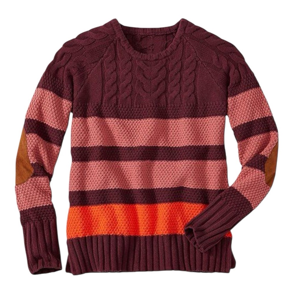 Love Hanna Merino Wool Blend Chunky Knit Striped‎ Sweater Size M Equestrian Cozy